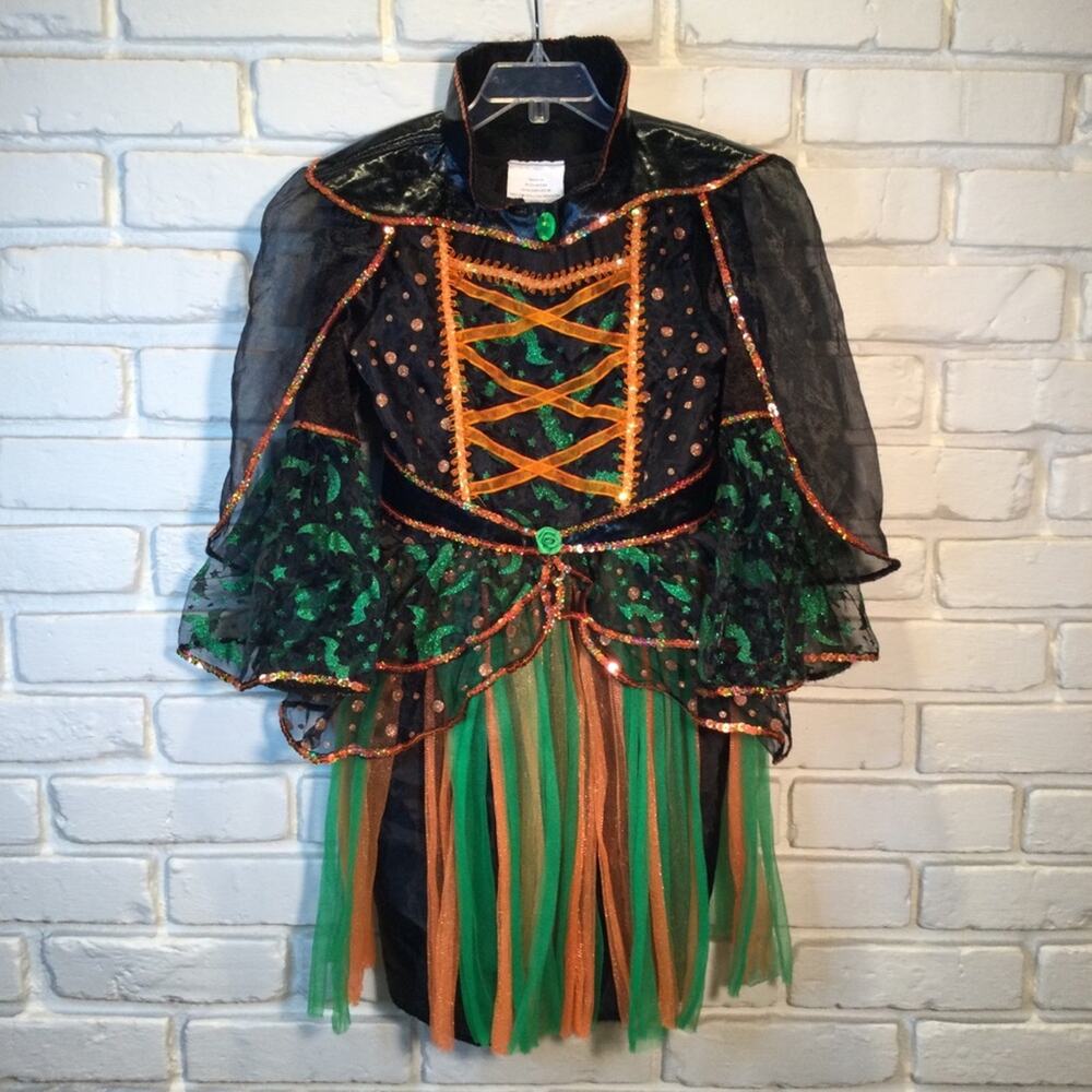 Halloween Witch Costume Dress with attached cape 7/8